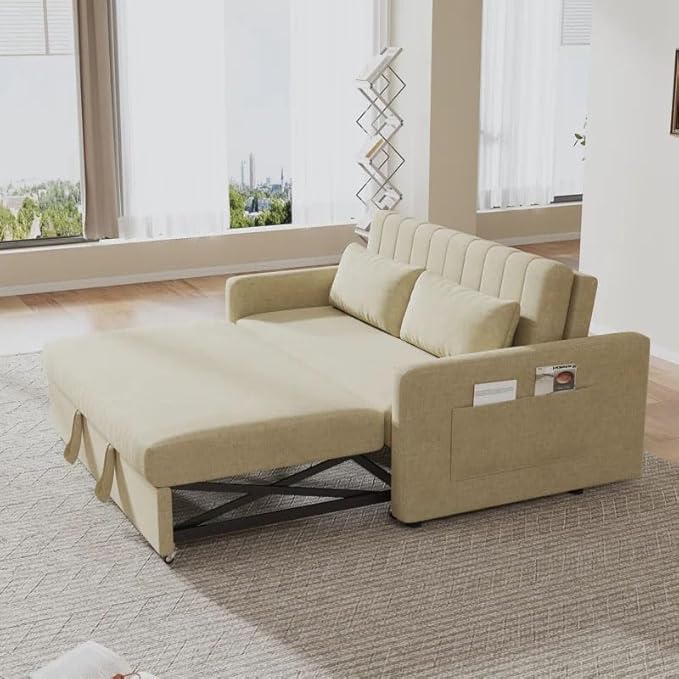 Eiram Yessa 2‑Seater Convertible Sofa Cum Bed with Adjustable Backrest & 2 Pillows