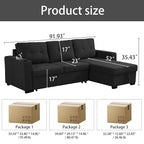 Eiram Berlin 5‑Seater L‑Shape Sofa Cum Bed with Hidden Storage & Magazine Pocket