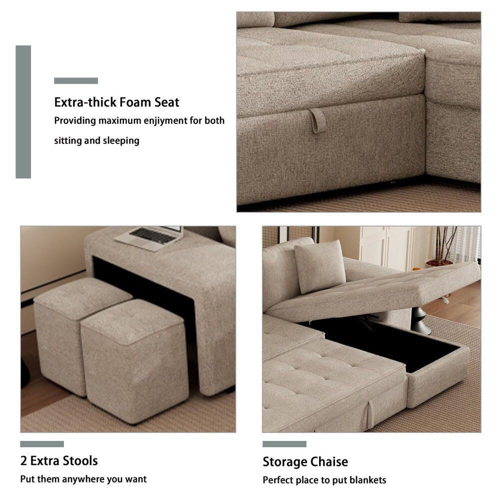 Eiram UrbanoFlex 5‑Seater Sofa Cum Bed with Storage