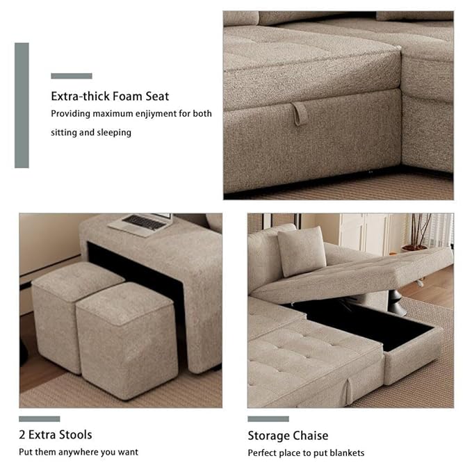 Eiram UrbanoFlex 5‑Seater Sofa Cum Bed with Storage