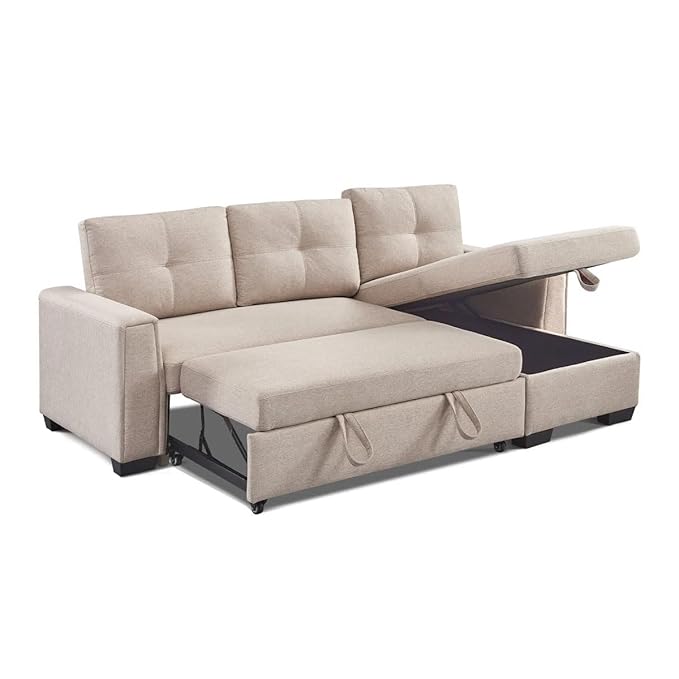 Eiram Floza 5-Seater RHS L Shape Sofa Cum Bed with Storage