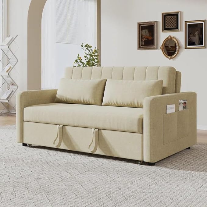 Eiram Yessa 2‑Seater Convertible Sofa Cum Bed with Adjustable Backrest & 2 Pillows