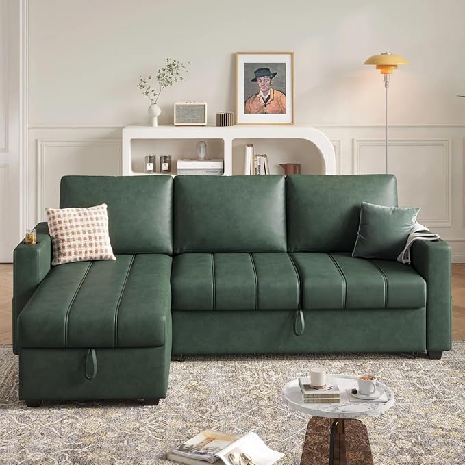 Eiram Berlin 5‑Seater L‑Shape Sofa Cum Bed with Hidden Storage & Magazine Pocket