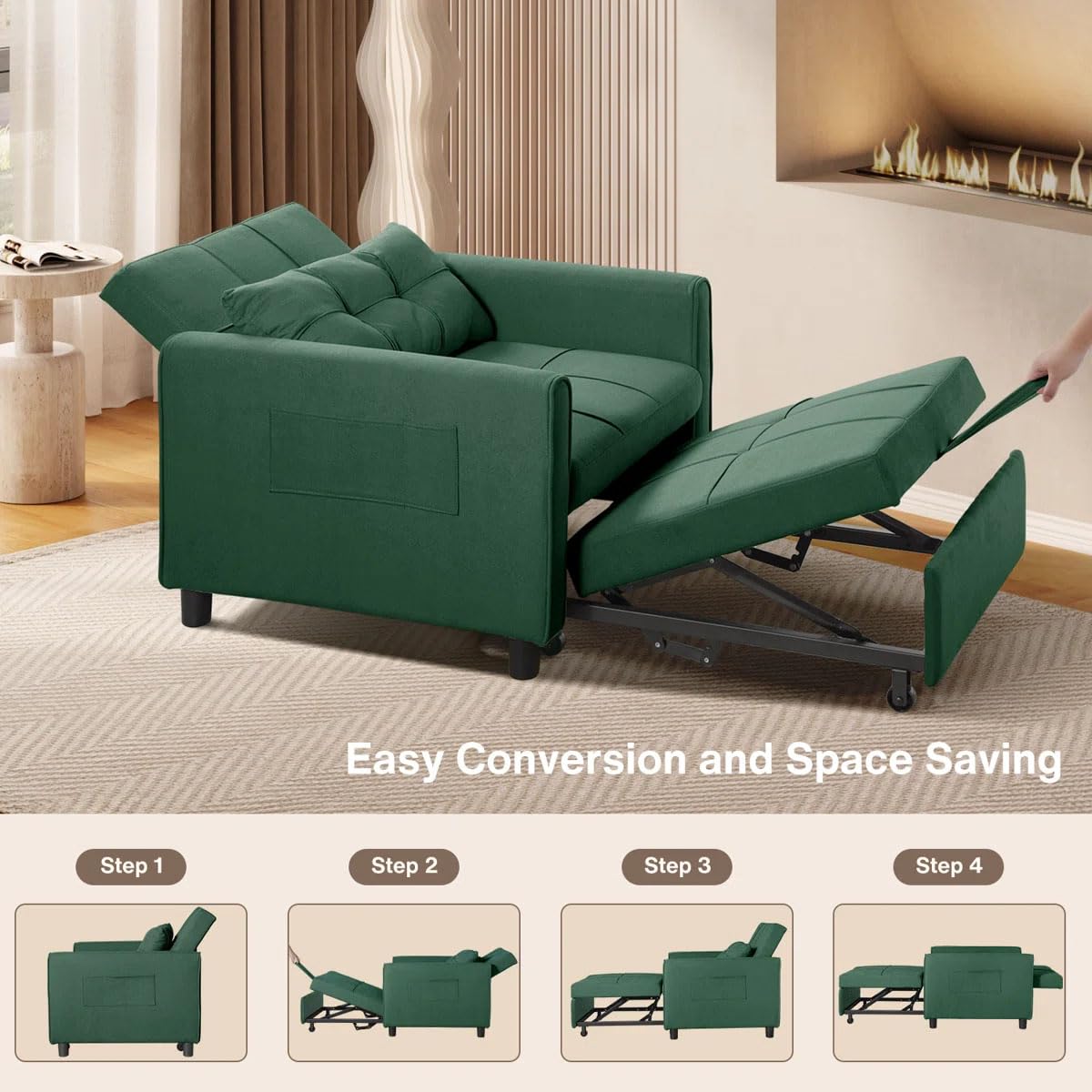 Eiram Zenfold 3-in-1 Sofa Cum Bed | Convertible Accent Chair