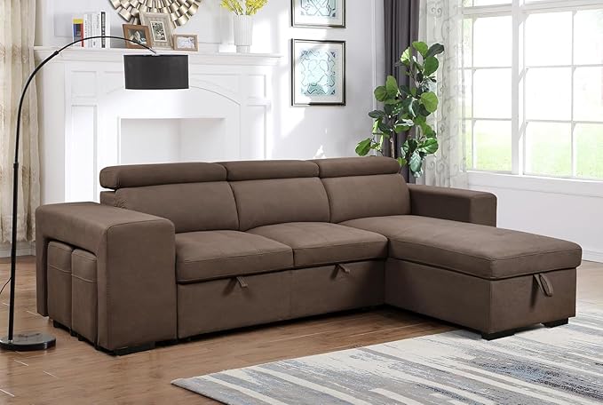 Eiram Flexora Luxe 5‑Seater L‑Shape Sofa Cum Bed with Pull‑Out Bed & Storage