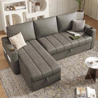 Eiram Berlin 5‑Seater L‑Shape Sofa Cum Bed with Hidden Storage & Magazine Pocket