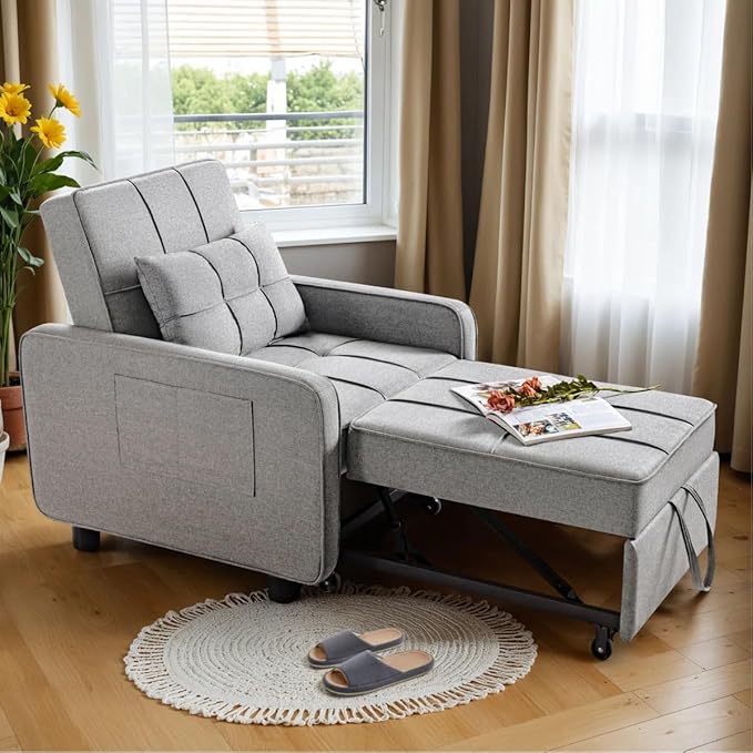 Eiram SoloRest 1-Seater Sofa Cum Bed with Pull-Out Bed Extension