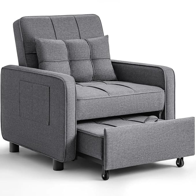 Eiram SoloRest 1-Seater Sofa Cum Bed with Pull-Out Bed Extension