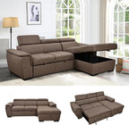 Eiram Oslo 5‑Seater L‑Shape Sofa Cum Bed with Hidden Storage & Magazine Pocket