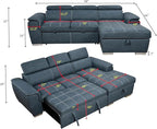 Eiram Oslo 5‑Seater L‑Shape Sofa Cum Bed with Hidden Storage & Magazine Pocket