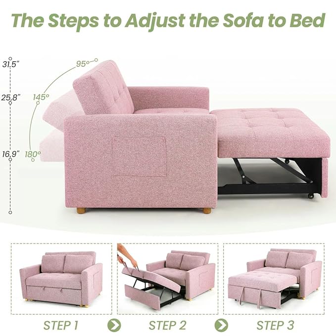 Eiram FlexiFold 3-in-1 Convertible Sofa Cum Bed for Living Room