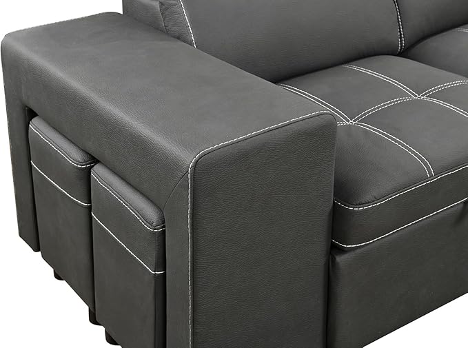 Eiram Flexora Luxe 5‑Seater L‑Shape Sofa Cum Bed with Pull‑Out Bed & Storage