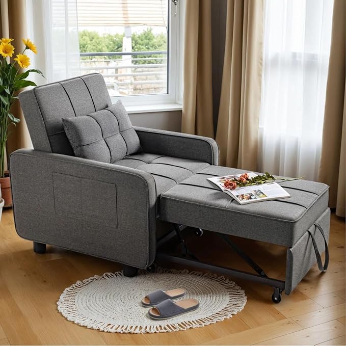 Eiram SoloRest 1-Seater Sofa Cum Bed with Pull-Out Bed Extension