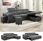 Eiram Flexora Luxe 5‑Seater L‑Shape Sofa Cum Bed with Pull‑Out Bed & Storage