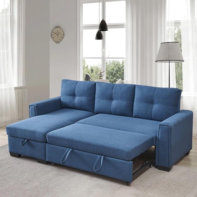 Eiraluxify Floza 5-Seater RHS L Shape Sofa Cum Bed with Storage