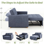 Eiram FlexiFold 3-in-1 Convertible Sofa Cum Bed for Living Room