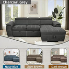Eiram Oslo 5‑Seater L‑Shape Sofa Cum Bed with Hidden Storage & Magazine Pocket
