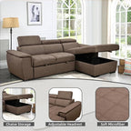 Eiram Oslo 5‑Seater L‑Shape Sofa Cum Bed with Hidden Storage & Magazine Pocket