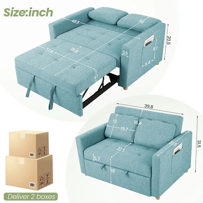 Eiram  FlexiFold 3-in-1 Convertible Sofa Cum Bed for Living Room