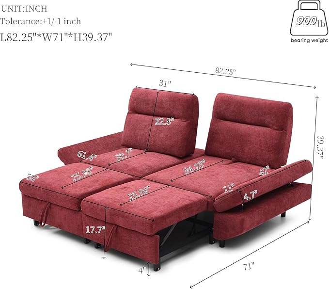 Eiram Dual Ease 3-in-1 Convertible Recliner Sofa Cum Bed
