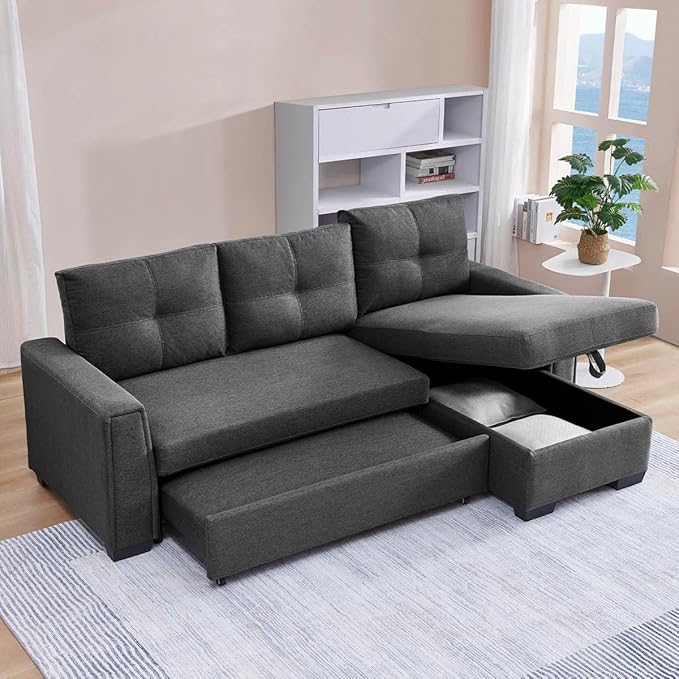 Eiram Floza 5-Seater RHS L Shape Sofa Cum Bed with Storage