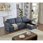 Eiram Berlin 5‑Seater L‑Shape Sofa Cum Bed with Hidden Storage & Magazine Pocket