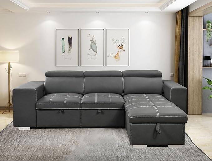 Eiram Flexora Luxe 5‑Seater L‑Shape Sofa Cum Bed with Pull‑Out Bed & Storage