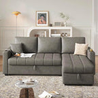 Eiram Berlin 5‑Seater L‑Shape Sofa Cum Bed with Hidden Storage & Magazine Pocket