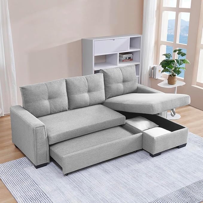 Eiram Floza 5-Seater RHS L Shape Sofa Cum Bed with Storage