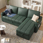 Eiram Berlin 5‑Seater L‑Shape Sofa Cum Bed with Hidden Storage & Magazine Pocket
