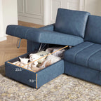 Eiram Berlin 5‑Seater L‑Shape Sofa Cum Bed with Hidden Storage & Magazine Pocket