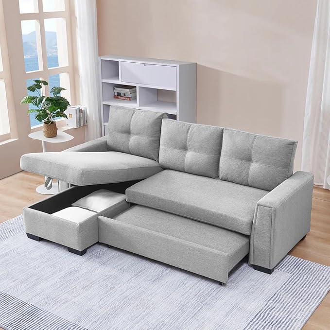 Eiram Floza 5-Seater RHS L Shape Sofa Cum Bed with Storage