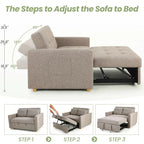 Eiram FlexiFold 3-in-1 Convertible Sofa Cum Bed for Living Room