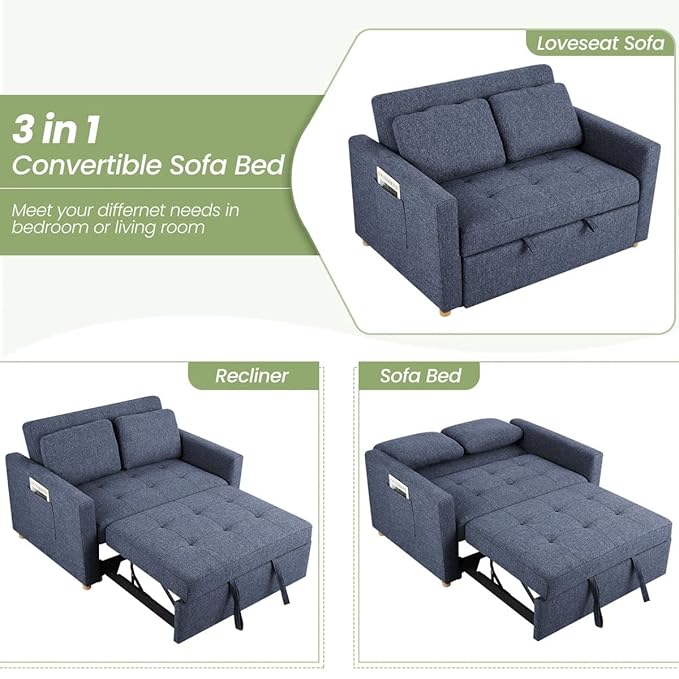 Eiram FlexiFold 3-in-1 Convertible Sofa Cum Bed for Living Room
