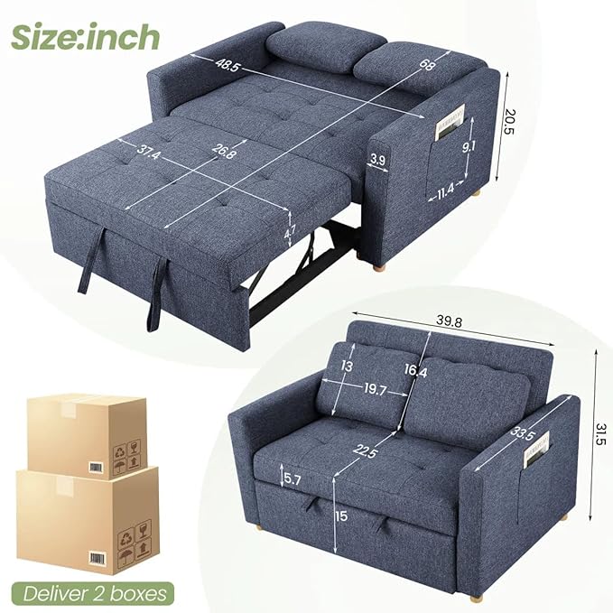 Eiram FlexiFold 3-in-1 Convertible Sofa Cum Bed for Living Room