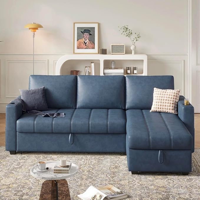 Eiram Berlin 5‑Seater L‑Shape Sofa Cum Bed with Hidden Storage & Magazine Pocket