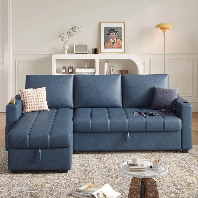Eiram Berlin 5‑Seater L‑Shape Sofa Cum Bed with Hidden Storage & Magazine Pocket