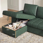 Eiram Berlin 5‑Seater L‑Shape Sofa Cum Bed with Hidden Storage & Magazine Pocket