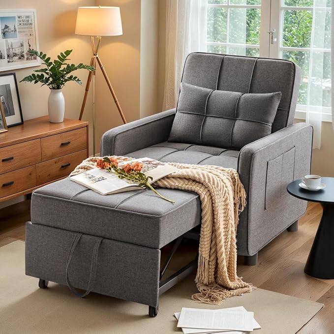 Eiram SoloRest 1-Seater Sofa Cum Bed with Pull-Out Bed Extension