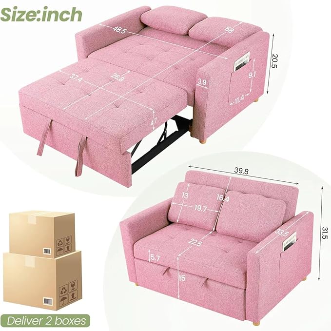 Eiram FlexiFold 3-in-1 Convertible Sofa Cum Bed for Living Room