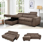 Eiram Oslo 5‑Seater L‑Shape Sofa Cum Bed with Hidden Storage & Magazine Pocket