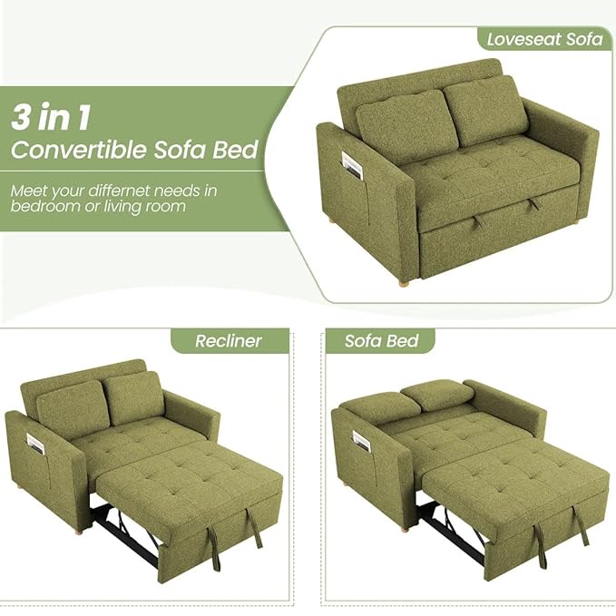 Eiram FlexiFold 3-in-1 Convertible Sofa Cum Bed for Living Room