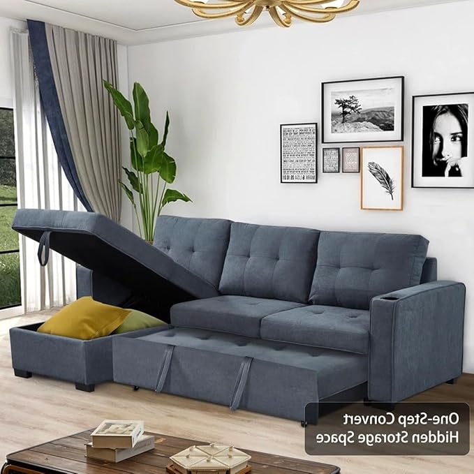 Eiram Berlin 5‑Seater L‑Shape Sofa Cum Bed with Hidden Storage & Magazine Pocket