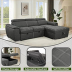 Eiram Oslo 5‑Seater L‑Shape Sofa Cum Bed with Hidden Storage & Magazine Pocket