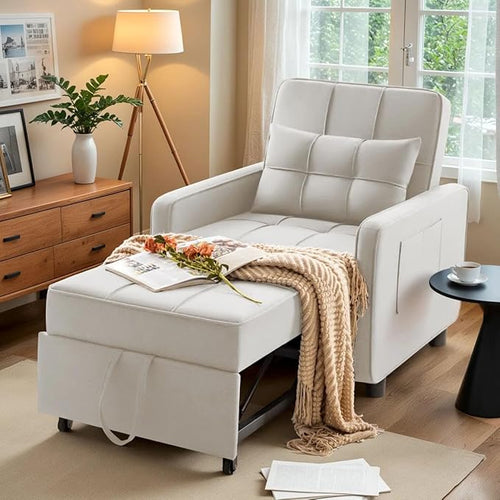 Eiraluxify SoloRest 1-Seater Sofa Cum Bed with Pull-Out Bed Extension