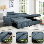 Eiram Oslo 5‑Seater L‑Shape Sofa Cum Bed with Hidden Storage & Magazine Pocket
