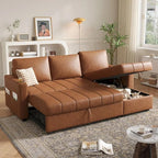 Eiram Berlin 5‑Seater L‑Shape Sofa Cum Bed with Hidden Storage & Magazine Pocket