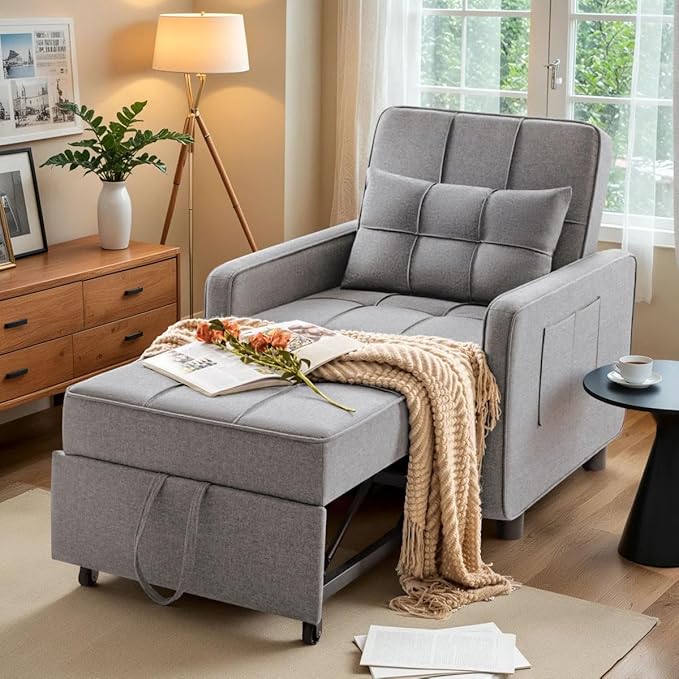 Eiram SoloRest 1-Seater Sofa Cum Bed with Pull-Out Bed Extension