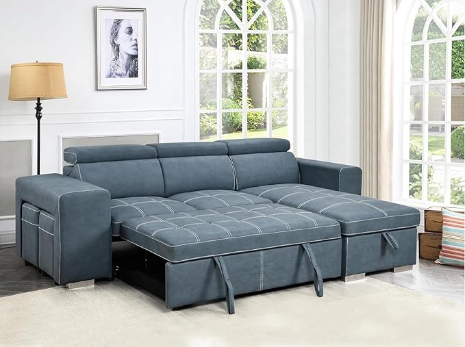 Eiram Flexora Luxe 5‑Seater L‑Shape Sofa Cum Bed with Pull‑Out Bed & Storage