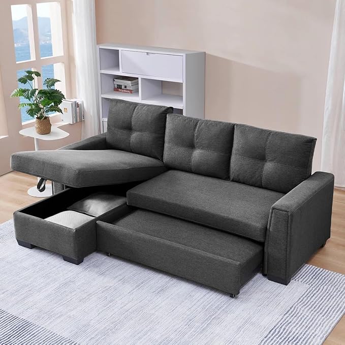 Eiram Floza 5-Seater RHS L Shape Sofa Cum Bed with Storage